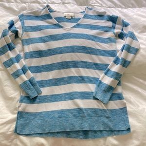 Vineyard Vines Cotton V-Neck Striped Pullover Sweater - Relaxed Fit - XS